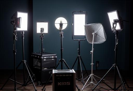 Selection of professional studio lighting equipment