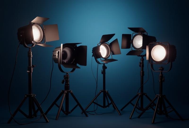 Professional studio lights on stands