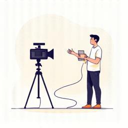 Illustration of filming on set